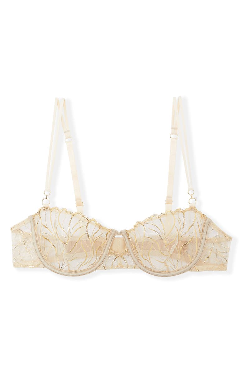 Etam Envolee N°9 Embroidered Underwire Bra, Alternate, color, Beige/ Gold