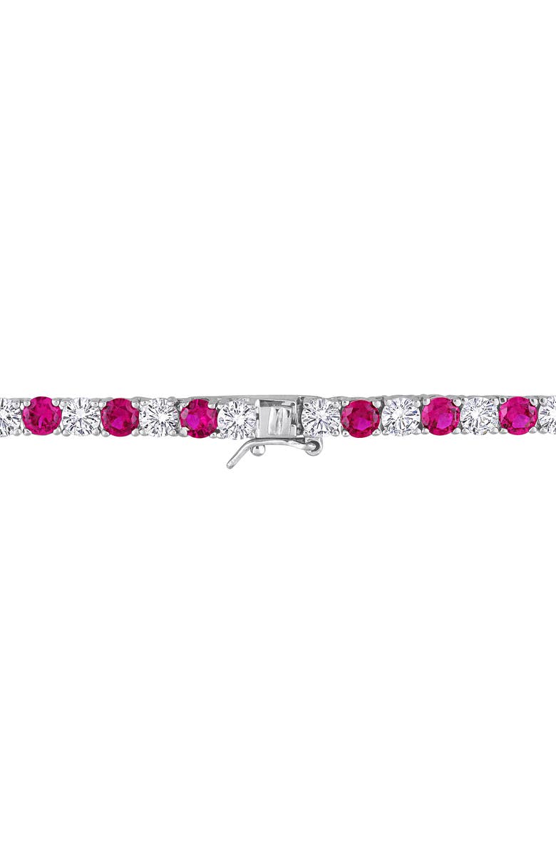 DELMAR Sterling Silver Lab Created Ruby & Lab Created White Sapphire Tennis Necklace & Bracelet Set, Alternate, color, 