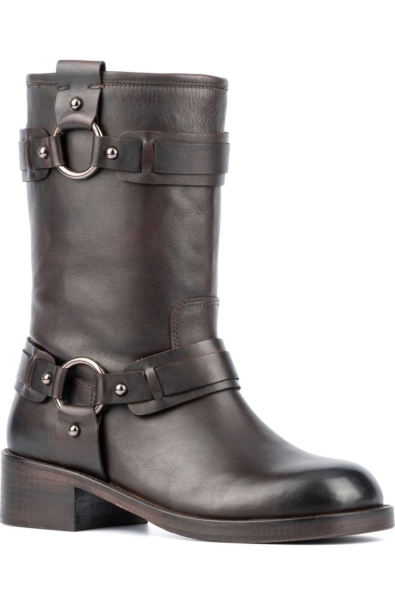 VINTAGE FOUNDRY Augusta Harness Strap Boot, Main, color, Chocolate