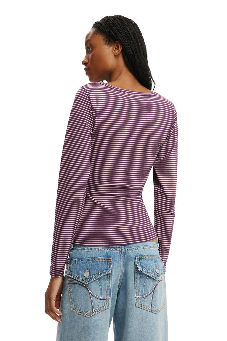Women's Everyday Smooth Scoop Neck Long Sleeve, Alternate, color, Lisa Stripe Velvet Currant