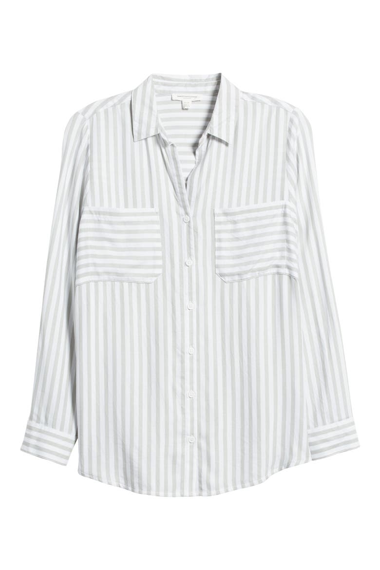 Kaia Stripe Long Sleeve Button-Up Shirt, Alternate, color, GREEN MOSS