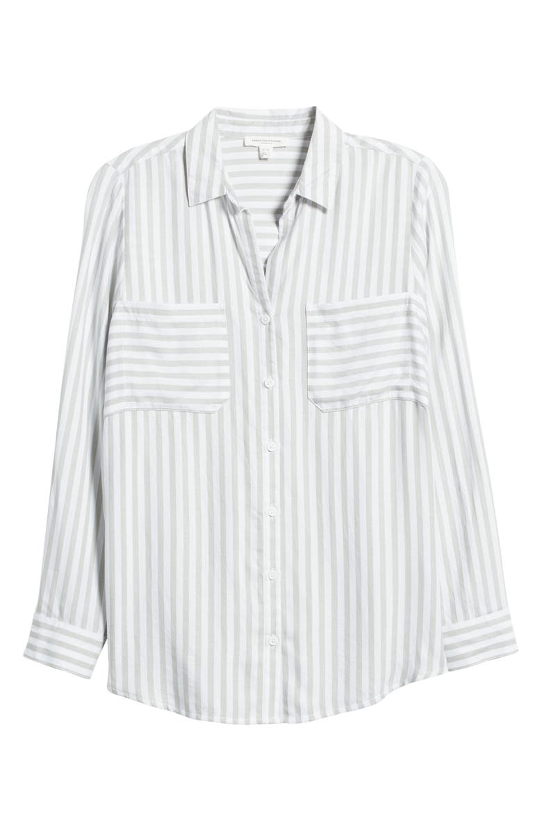 beachlunchlounge Kaia Stripe Long Sleeve Button-Up Shirt, Main, color, 