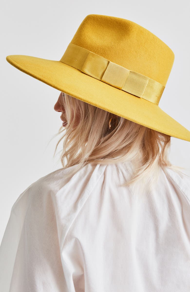 Brixton Joanna Felted Wool Hat, Alternate, color, Sunset Yellow