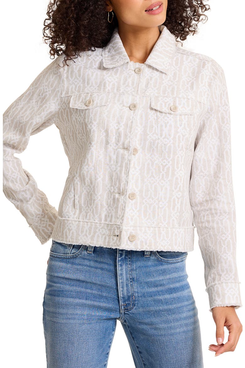 Canopy Shores Two Palms Raw Edge Linen Jacket, Main, color, PURE KHAKI
