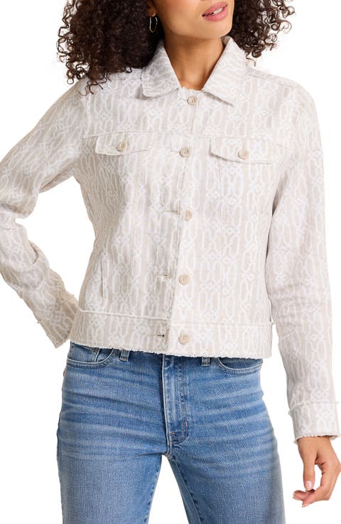 Canopy Shores Two Palms Raw Edge Linen Jacket