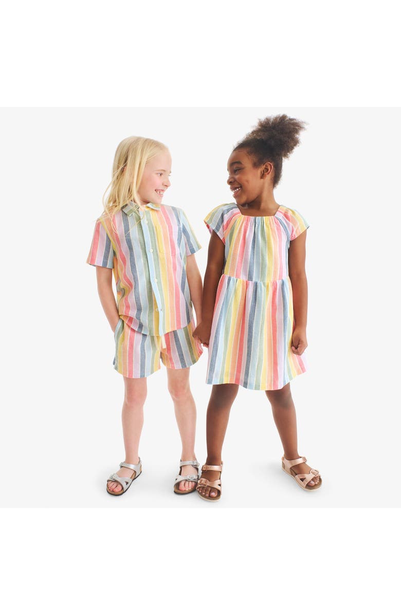 Primary Kids Beach Short In Rainbow Stripe, Alternate, color, Rainbow Sunrise Stripe