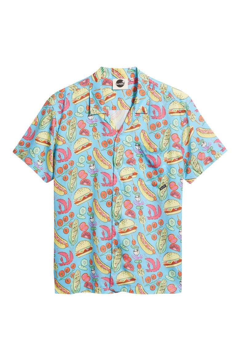 Barbecue Print Camp Shirt, Alternate, color, BLUE