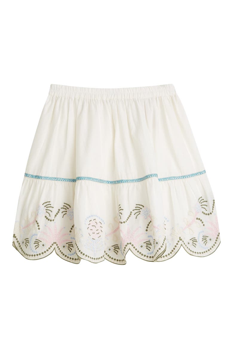 Kids' Embroidered Scalloped Hem Cotton Skirt, Main, color, EGGNOG
