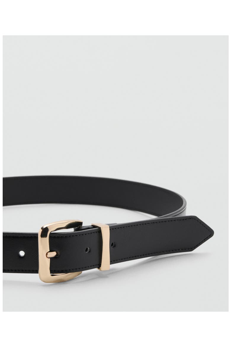 Embossed Buckle Faux Leather Belt, Alternate, color, BLACK