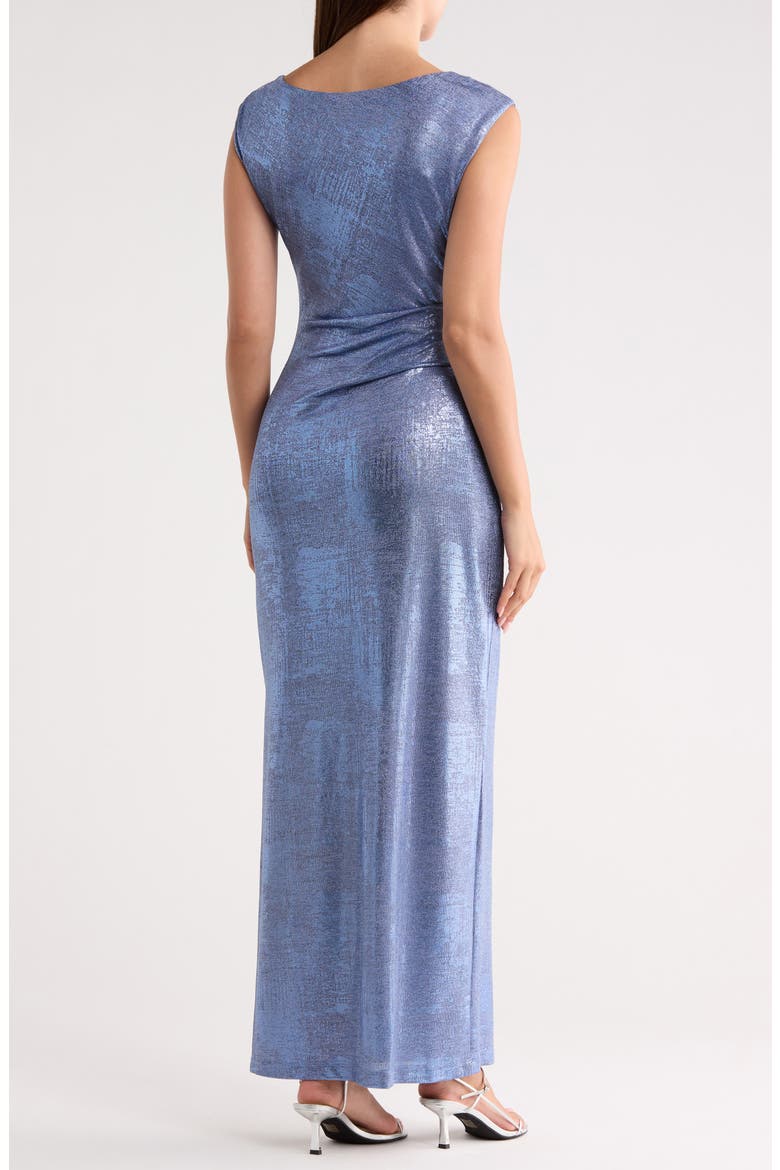 Metallic Cowl Neck Sleeveless Gown, Alternate, color, PERIWINKLE