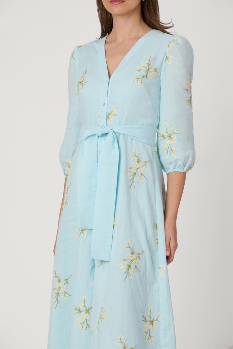 Floral Embroidered Cotton Tallen Dress, Alternate, color, Sky Blue