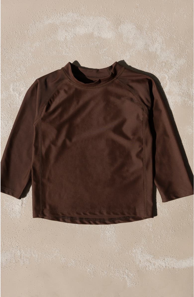 Leveret Long Sleeve Rash Guard, UPF 50+ Swim Shirt, Alternate, color, Brown