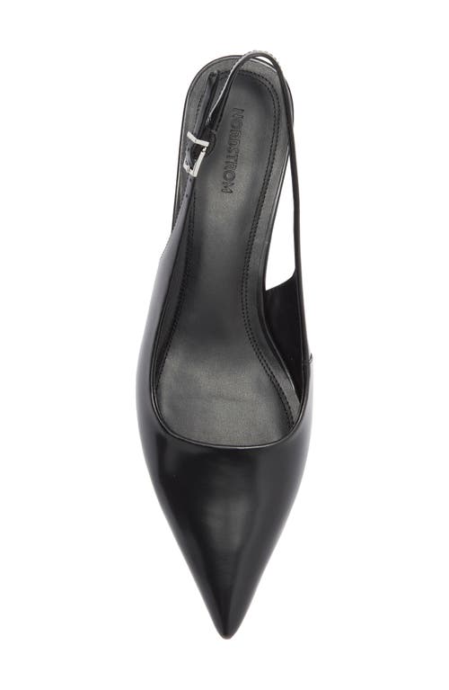 Nordstrom Rhianon Wedge Slingback Leather Pump In Black