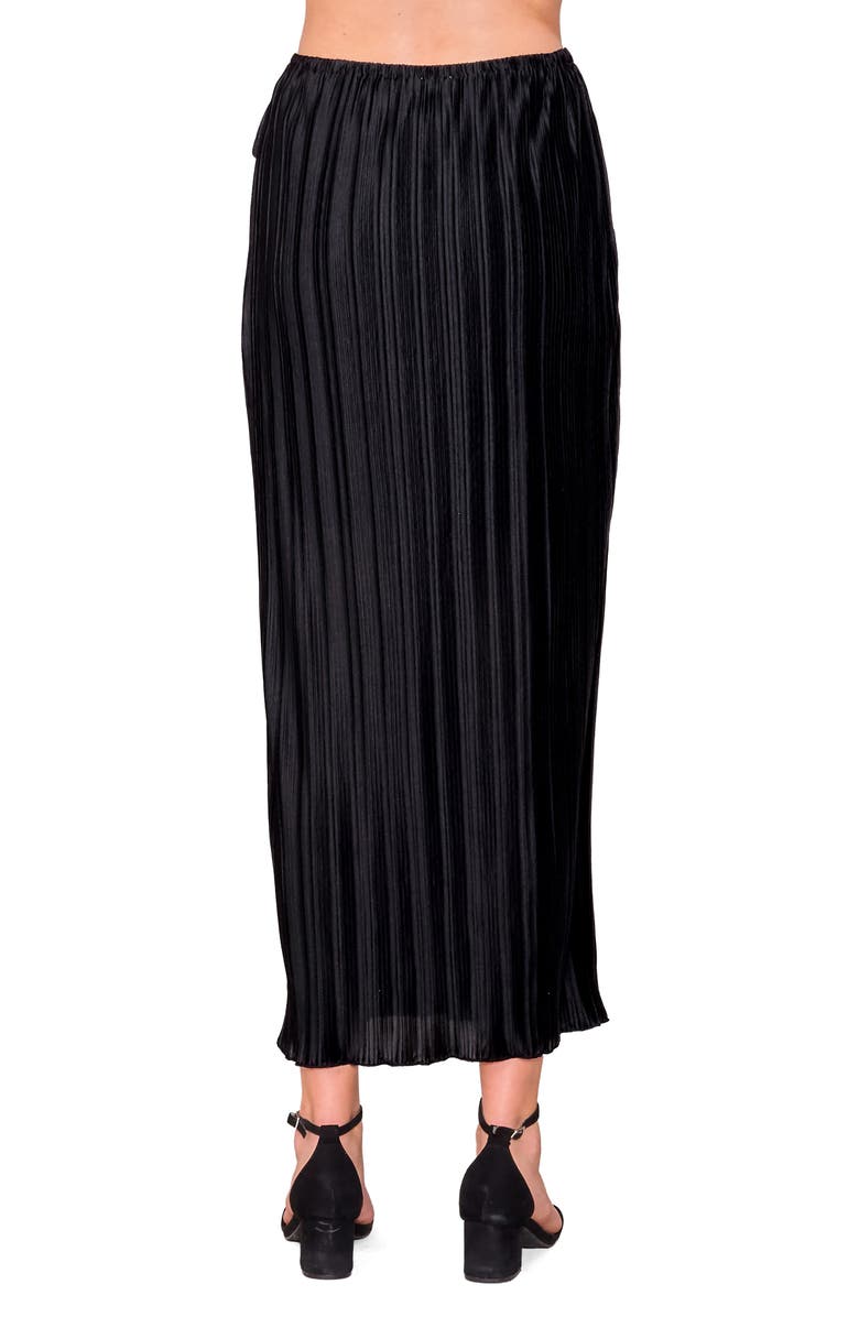 MELLODAY Pleat Side Tie Knit Maxi Skirt, Alternate, color, Black