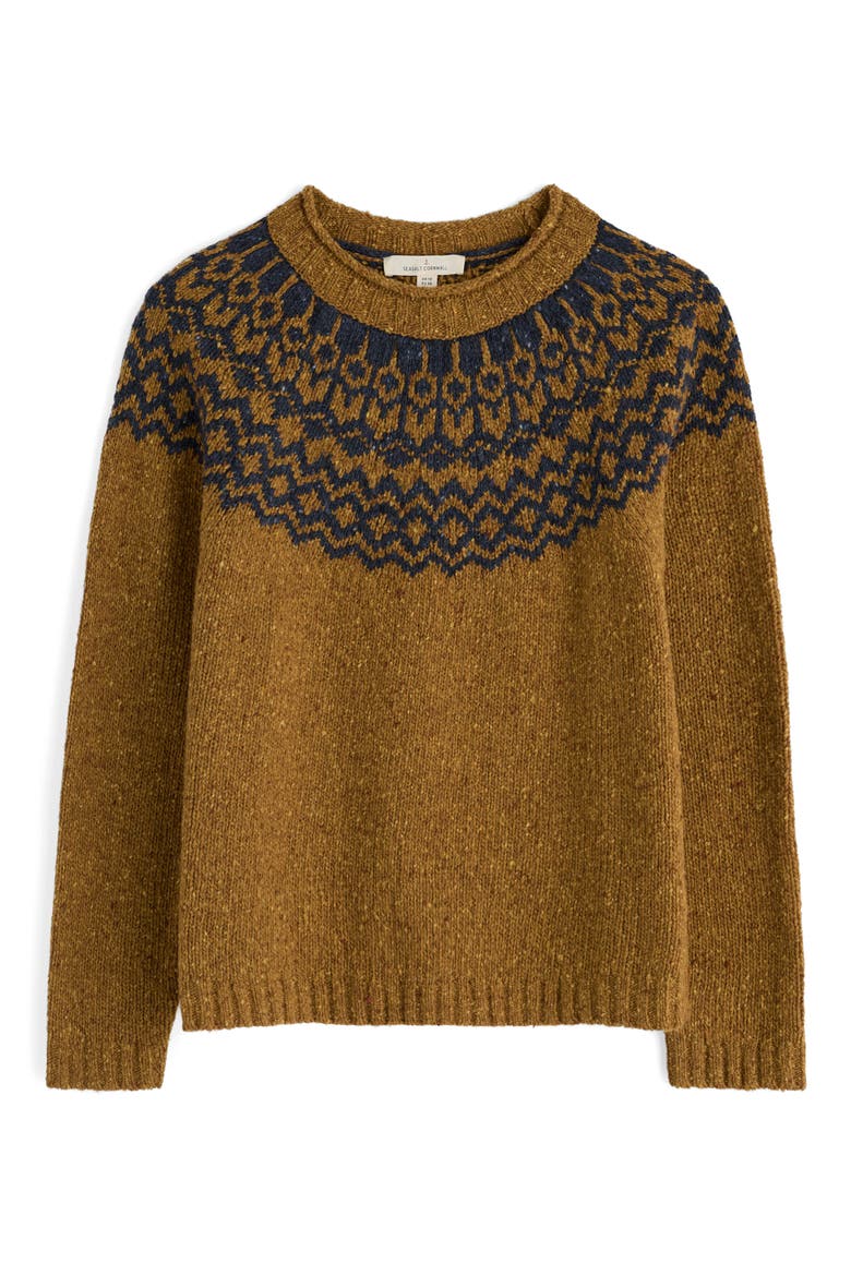 Port Kinnis Fair Isle Merino Wool Blend Crewneck Sweater, Alternate, color, KNIT WAG TAIL MARSHLAND