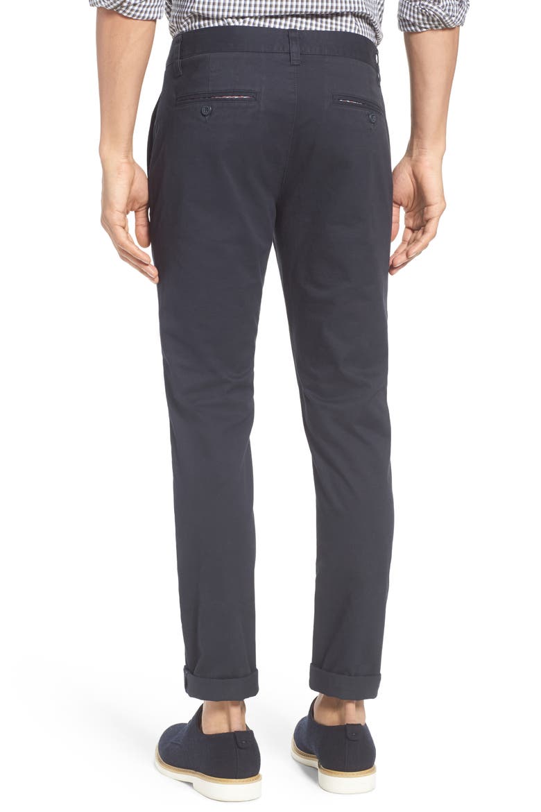 Tailored Fit Washed Stretch Cotton Chinos, Alternate, color, JET BLUES
