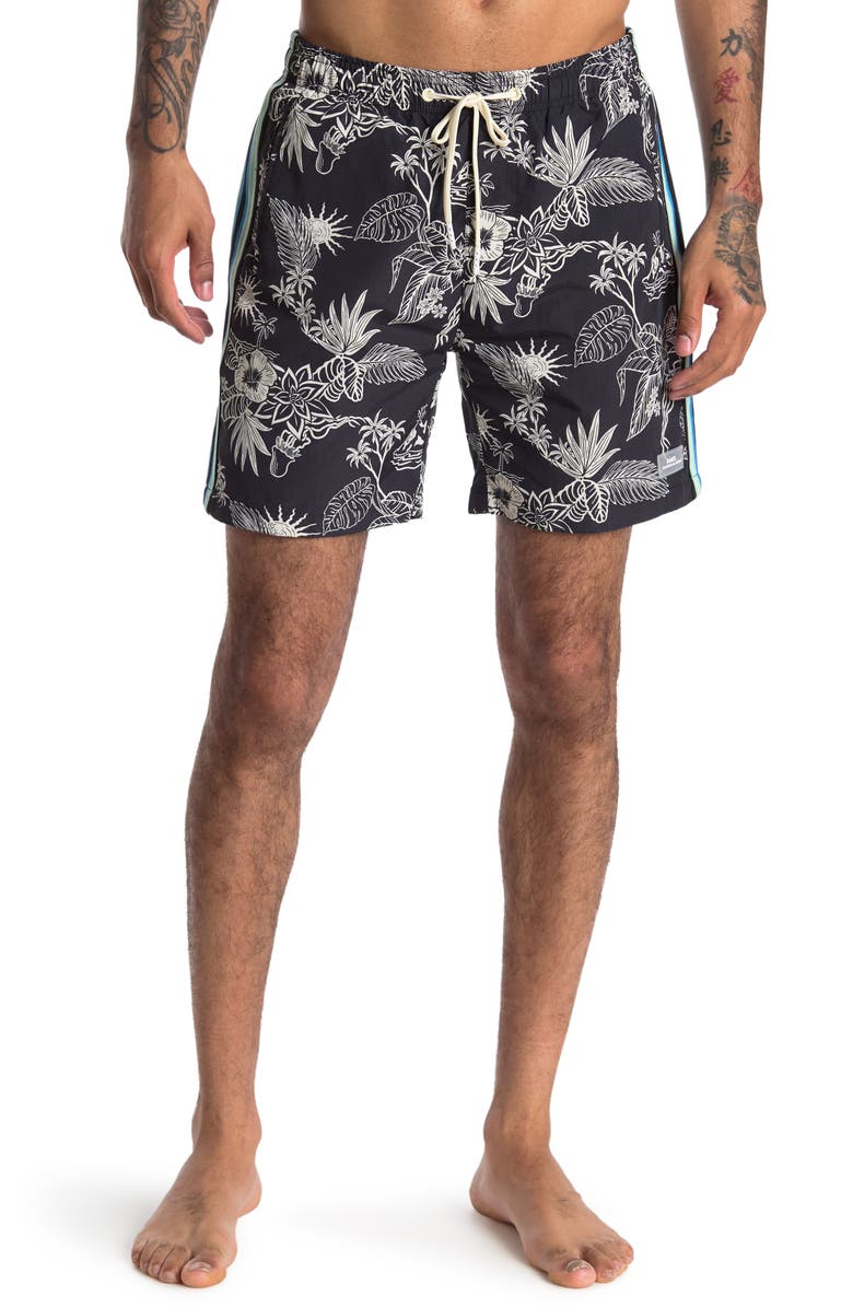 Scotch & Soda Contrast Printed Swim Trunks, Main, color, 