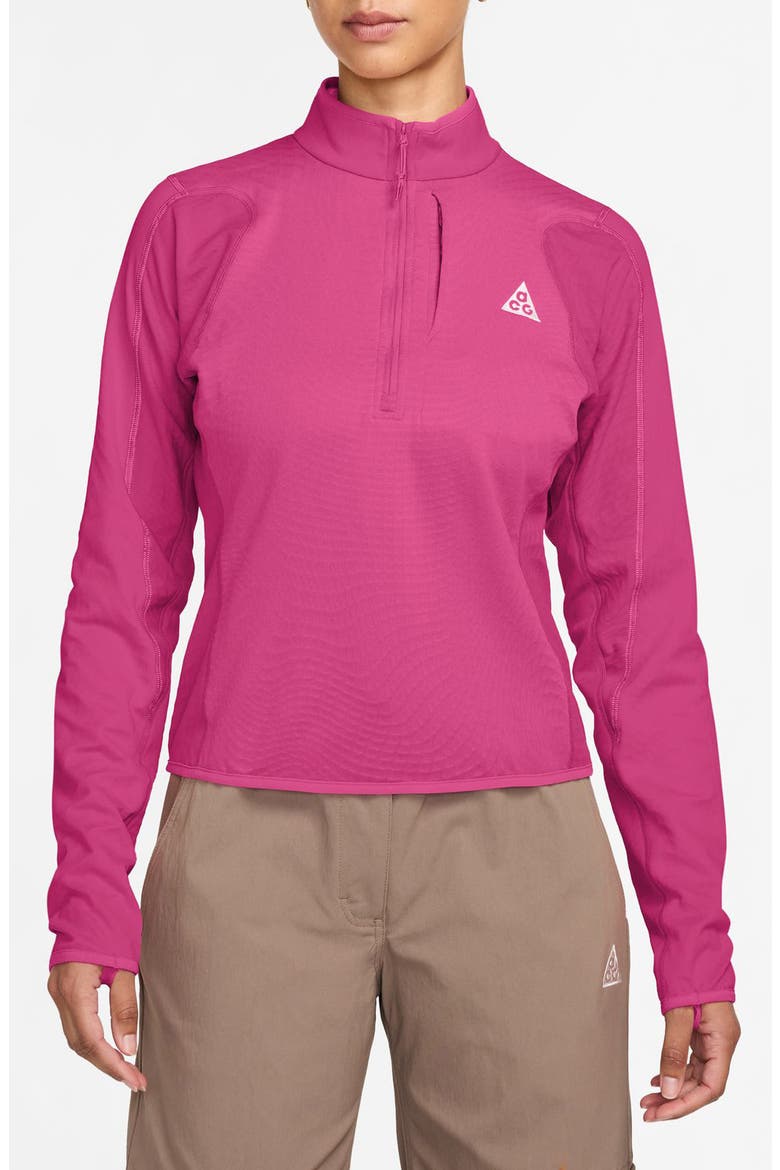 ACG Therma-FIT Wolf Grid Half Zip Pullover, Main, color, DESERT PINK/ LT OREWOOD BRN