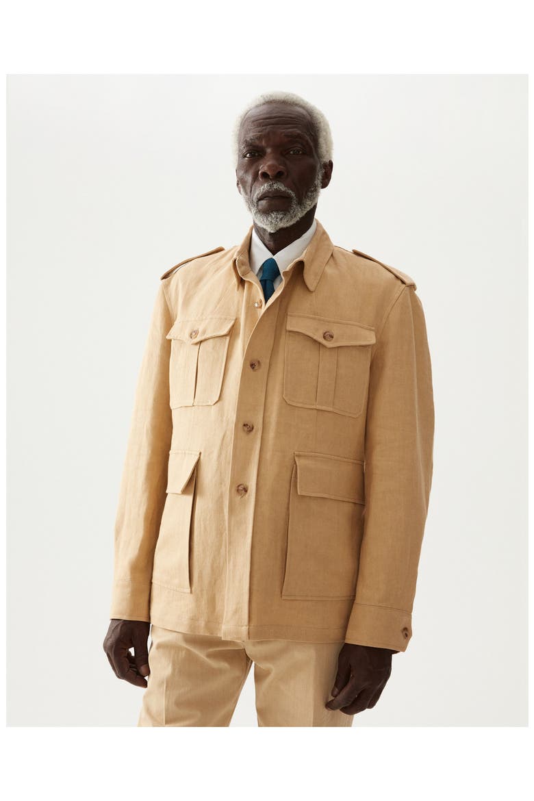 Owen Linen Safari Jacket, Alternate, color, Camel