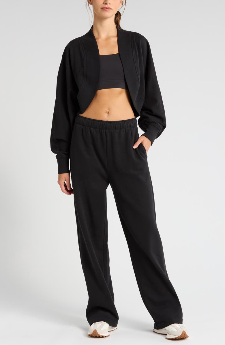 Zella Cloud Fleece Cardigan Shrug, Alternate, color,