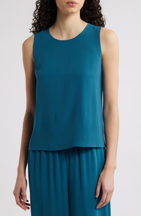 Textured Sleeveless Silk Shell