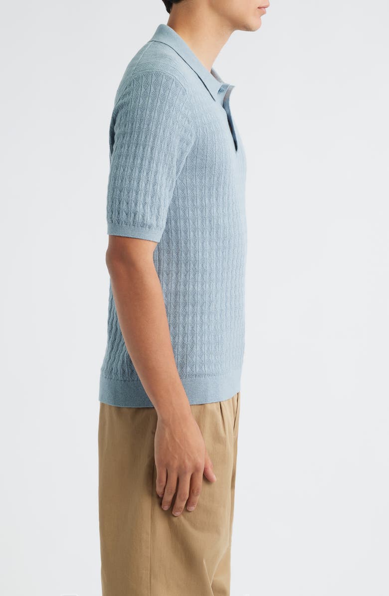 Wax London Naples Diamond Stitch Cotton & Cashmere Polo Sweater, Alternate, color,