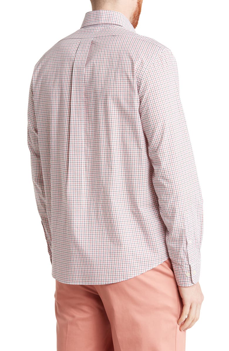 Brooks Brothers Windowpane Plaid Button-Down Cotton Poplin Shirt, Alternate, color, 