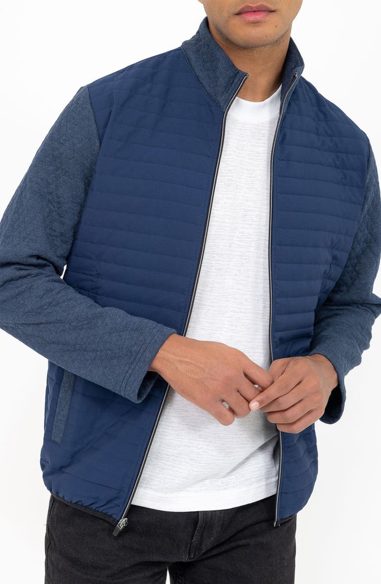 PINO BY PINOPORTE Mix Quilt Zip Jacket, Main, color, Indigo