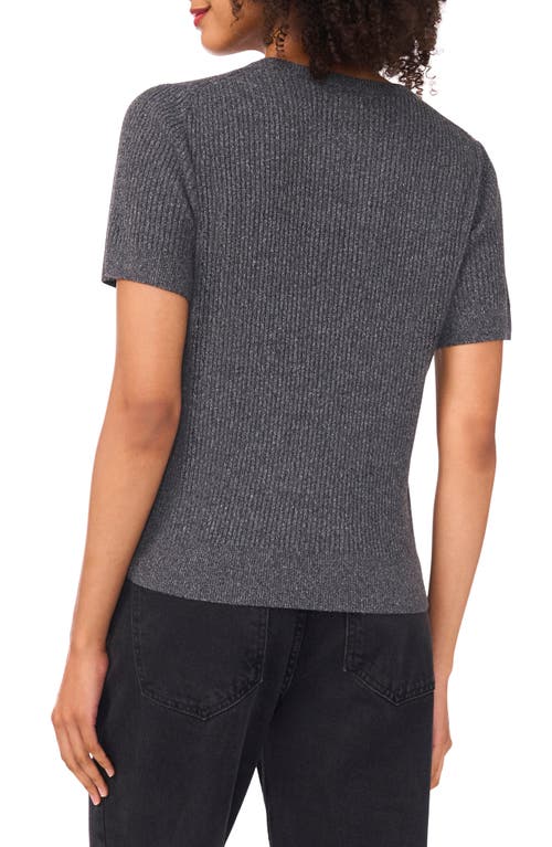 Halogen ® Short Sleeve Rib Sweater Top In Gray