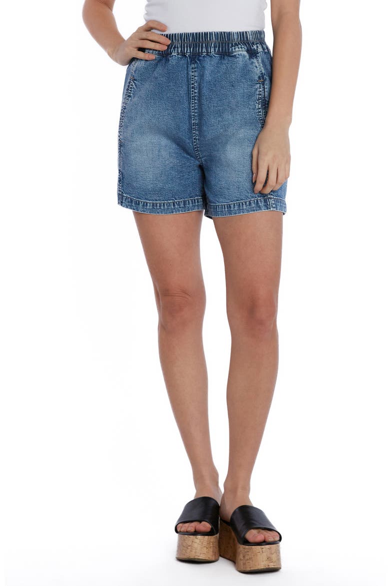 Pull-On Denim Shorts, Main, color, ATLANTIC BLUE