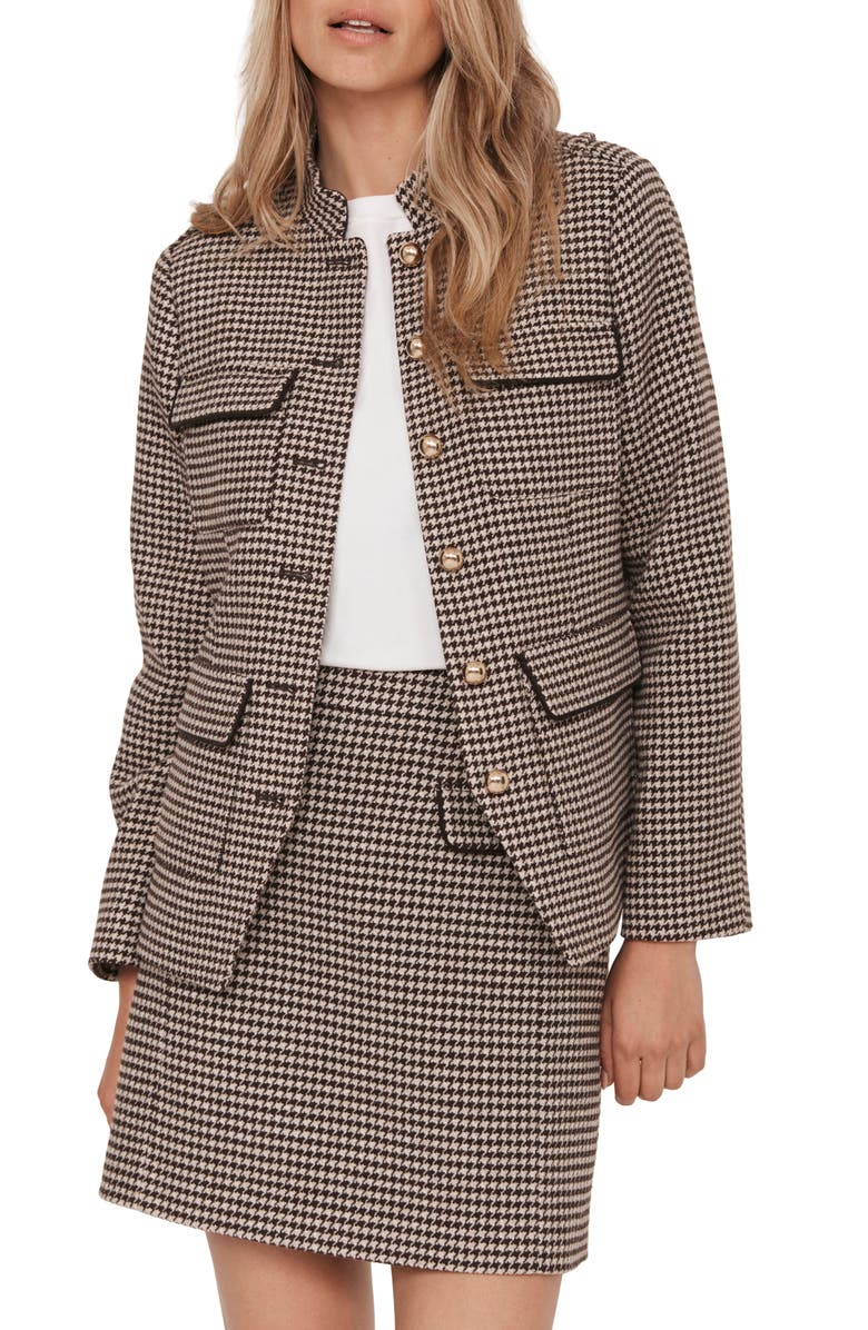 MINT VELVET Checked Military Jacket, Main, color, Brown