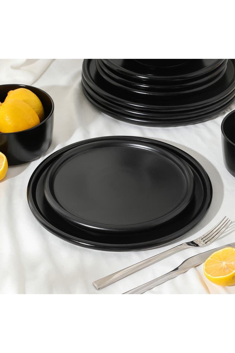 Eden Stoneware 4-Piece Dinner Plate Set, Alternate, color, Black