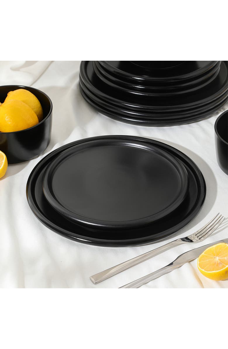 Stone Lain Eden Stoneware 4-Piece Dinner Plate Set, Alternate, color, Black