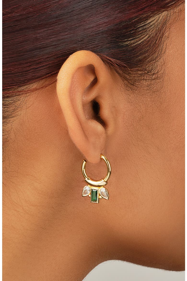 Helena CZ Hoop Earrings, Alternate, color, GOLD