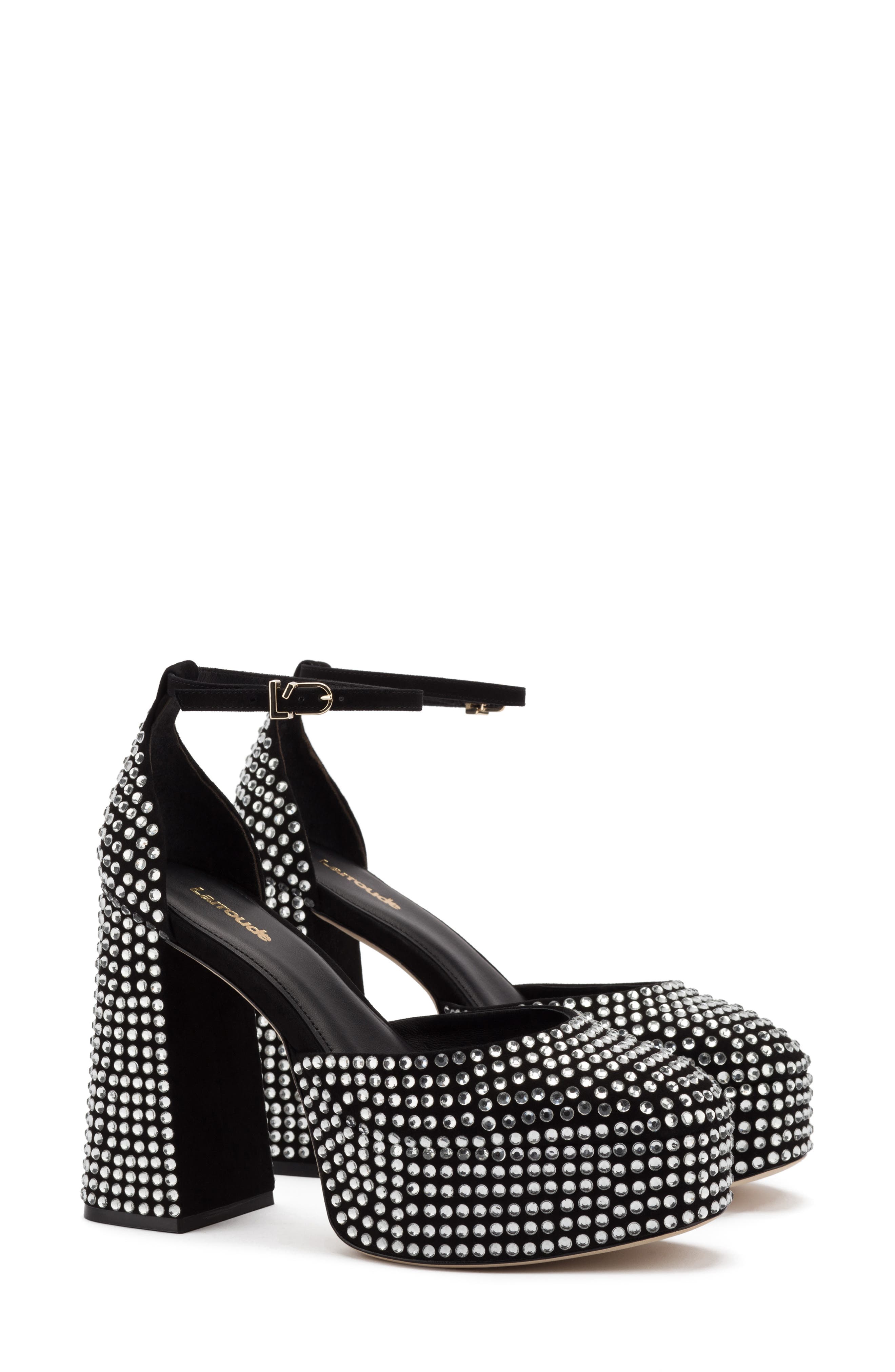 Ari Crystal Pump In Black Suede, Main, color, BLACK