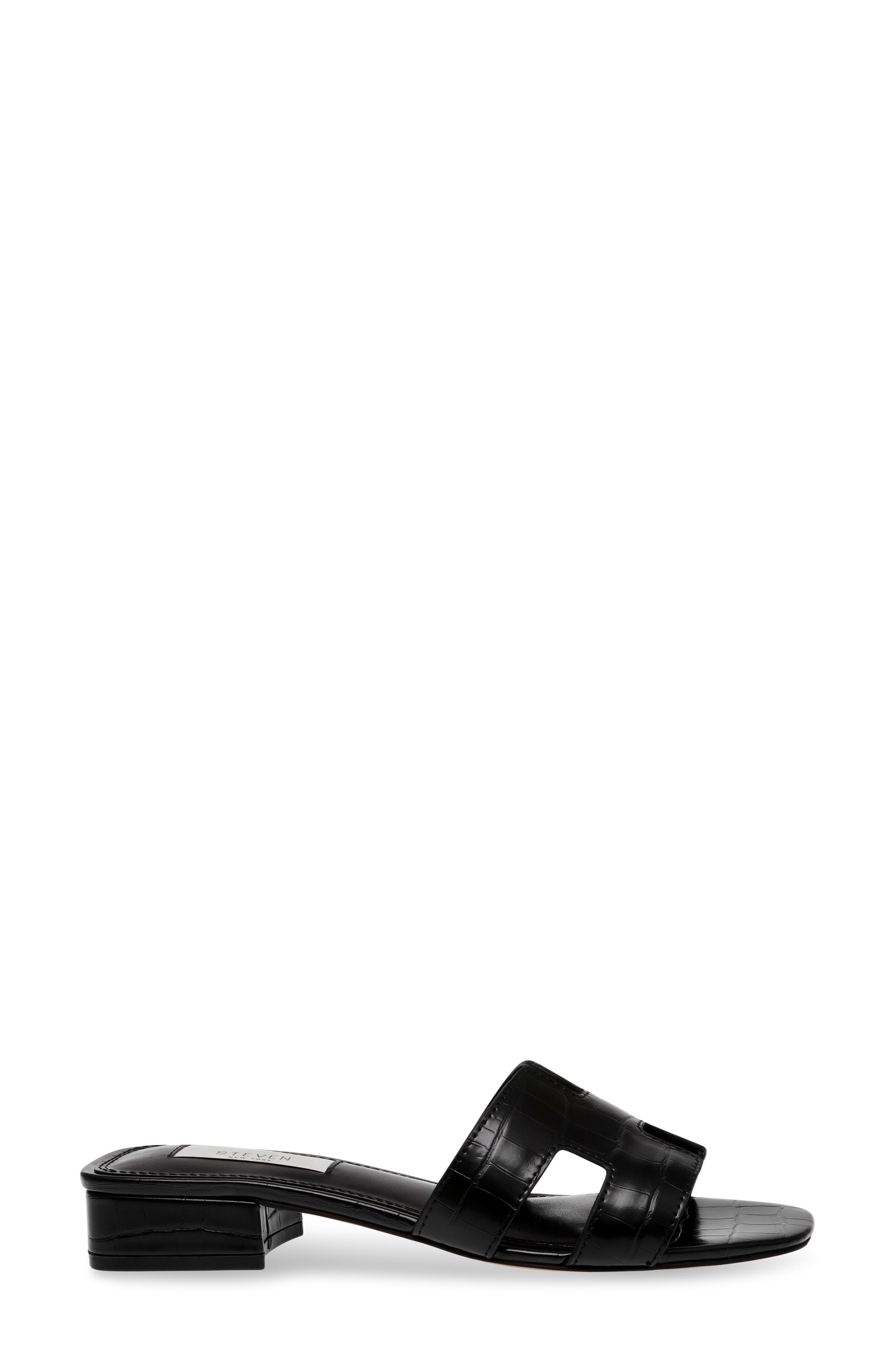 Steven New York Hutchy Croc Embossed Sandal, Alternate, color, Black