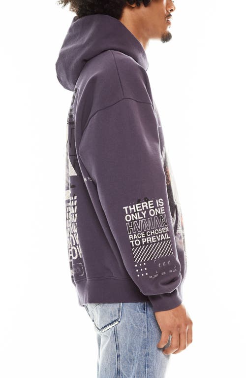 Cult Of Individuality Human Cotton Graphic Hoodie In Parachute Purple