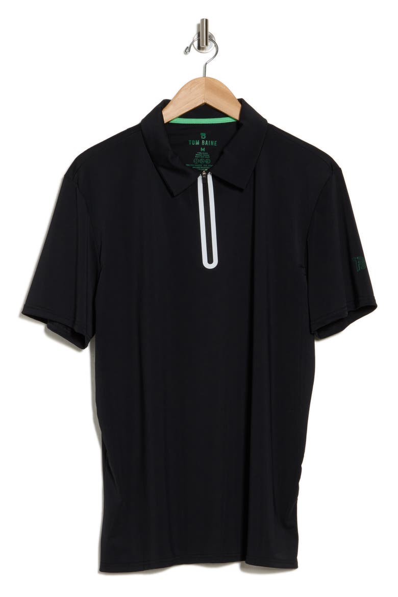 Quarter Zip Golf Polo, Alternate, color, BLACK