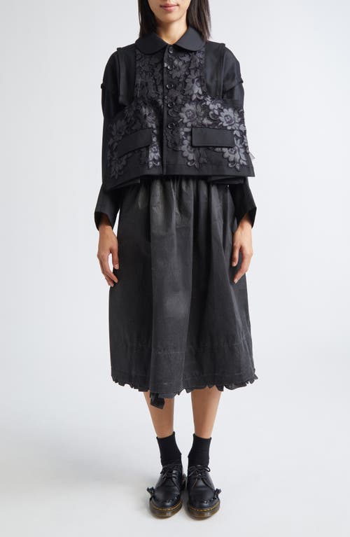 Tao Comme Des Garçons Mixed Media Midi Skirt In Black