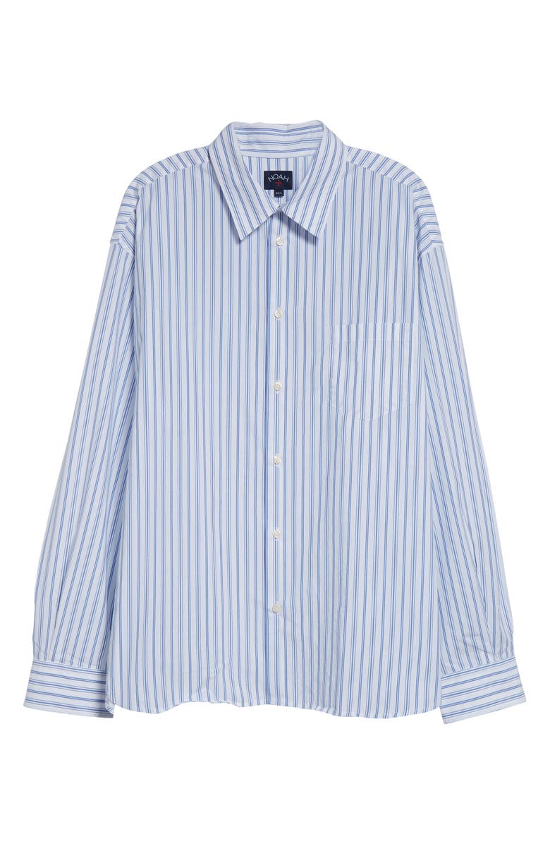 Noah Oversize Cotton Poplin Button-Up Shirt, Alternate, color, White/ Blue