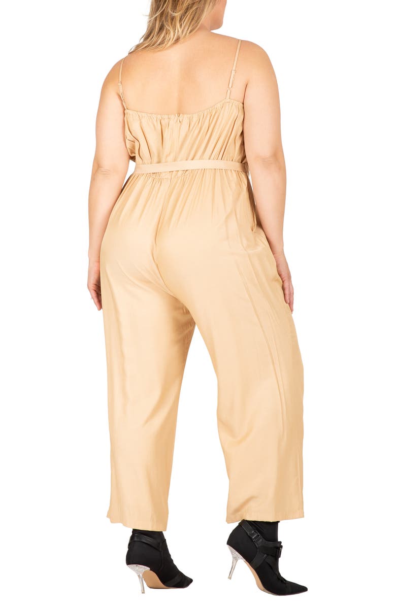 Standards & Practices Tie Waist Sleeveless Wide Leg Jumpsuit, Alternate, color, Khaki