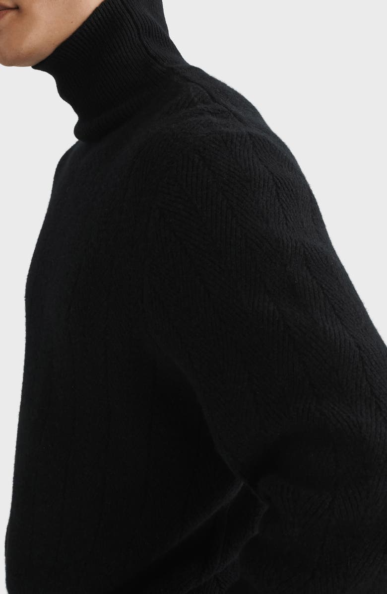 rag & bone Durham Herringbone Cashmere Turtleneck Sweater, Alternate, color, 