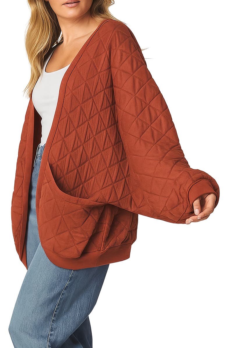 BLUEGREY Quilted Cotton Blend Cardigan Sweatshirt, Alternate, color, Terracotta