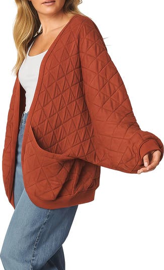 Quilted Cotton Blend Cardigan Sweatshirt