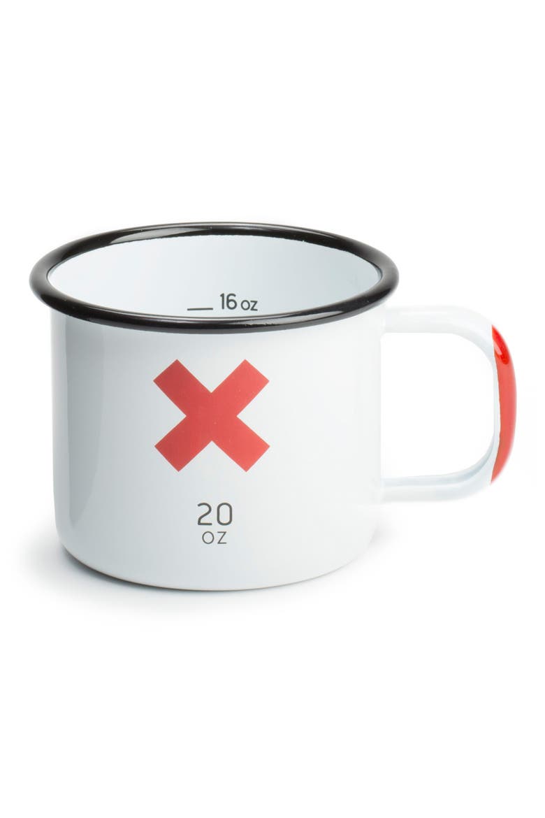 Set of 2 Enameled Steel Mugs, Alternate, color, WHITE