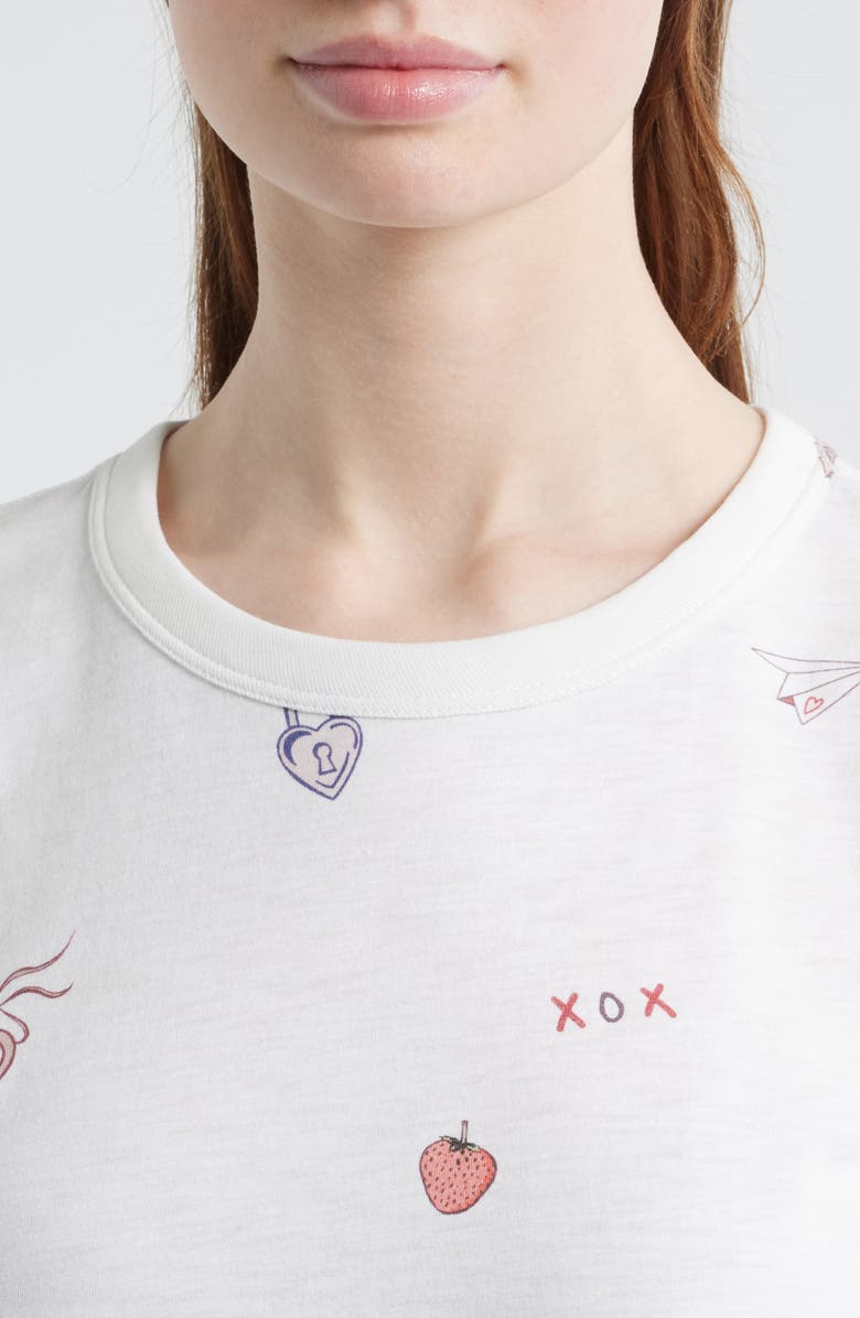 rag & bone Valentine Print Pima Cotton T-Shirt, Alternate, color, White Multi