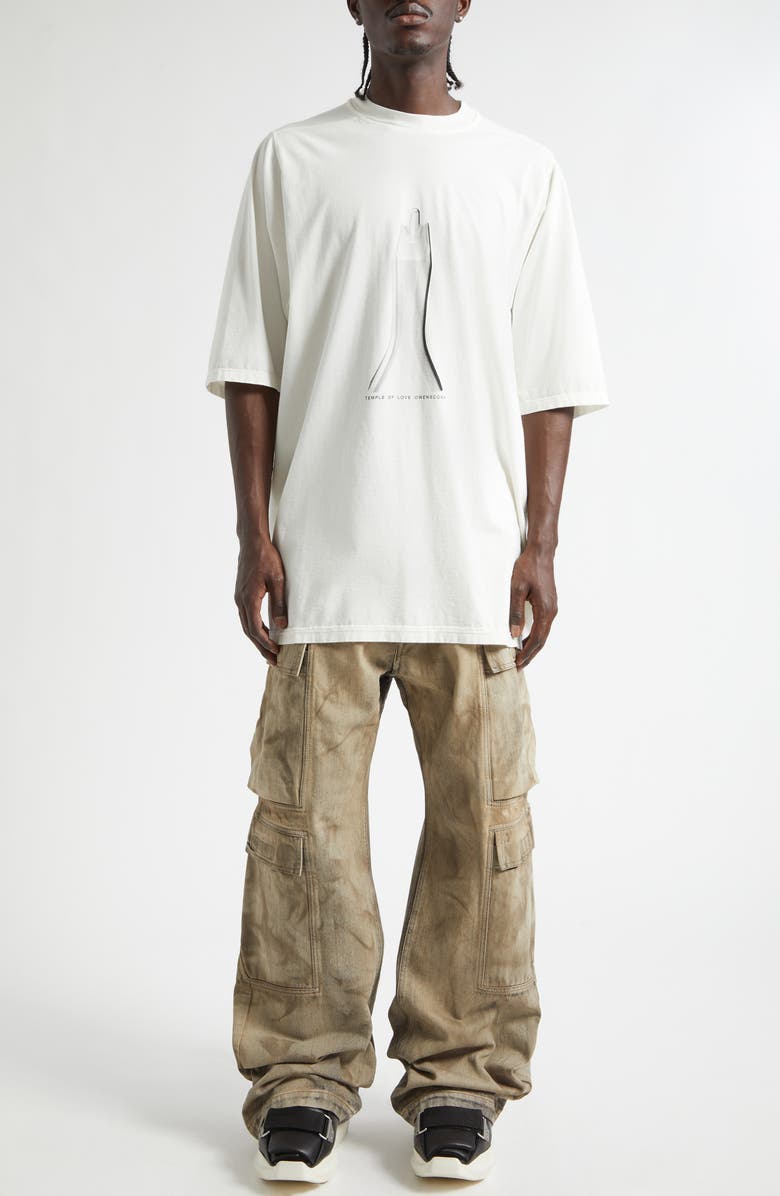 Rick Owens DRKSHDW Jumbo Temple Graphic T-Shirt, Alternate, color, Milk/ Black