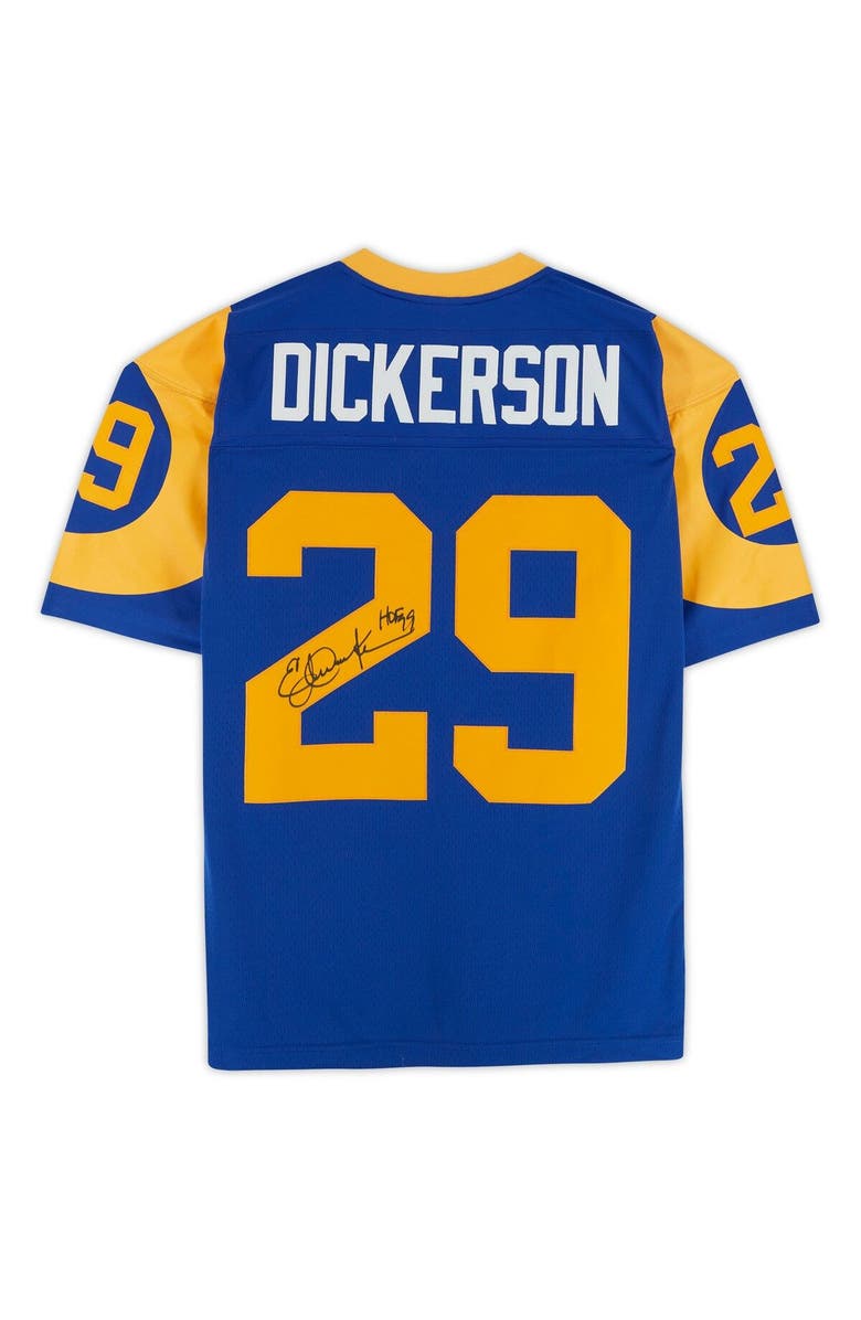 FANATICS AUTHENTIC Eric Dickerson Los Angeles Rams Autographed 1984 Throwback Mitchell & Ness Blue Replica Jersey with "HOF 99" Inscription, Alternate, color,
