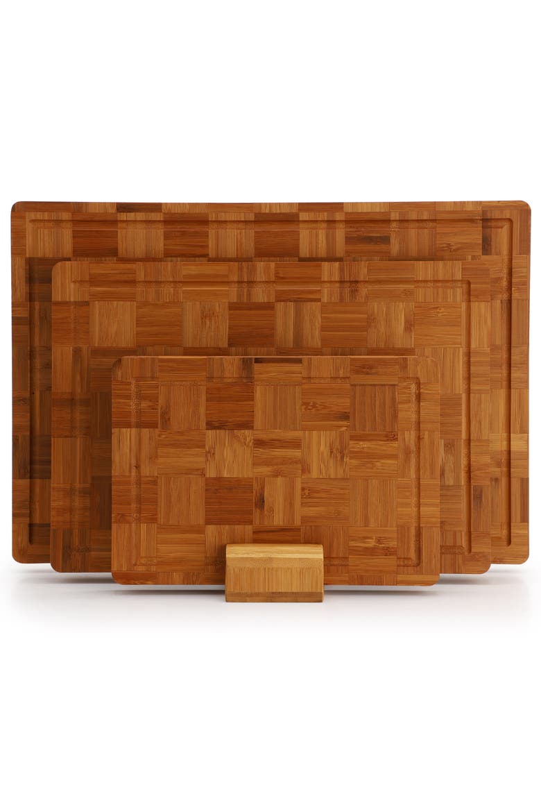 3 Piece Wood Cutting Board Set, Alternate, color, Brown