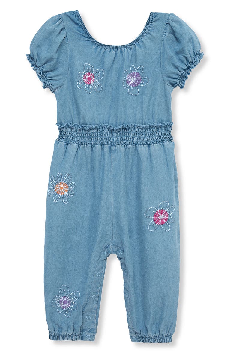 Peek Essentials Floral Embroidered Chambray Jumpsuit, Main, color, Light Denim
